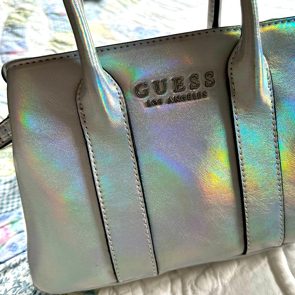 Guess Metallic Holographic Petite Satchel-New